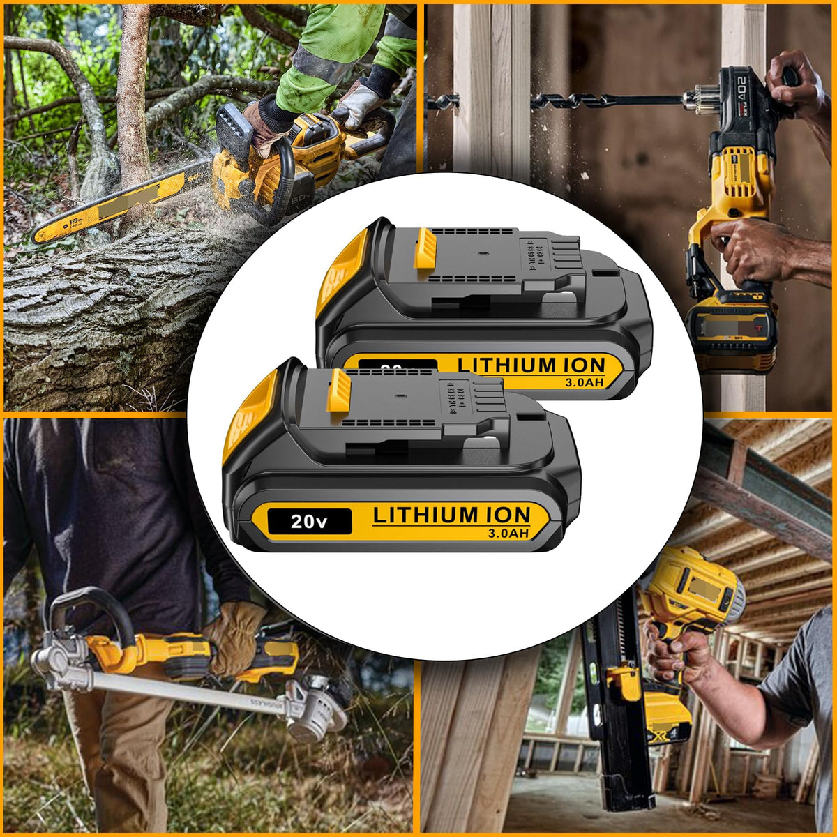 LONG FIT 20V battery in use with a tool in action