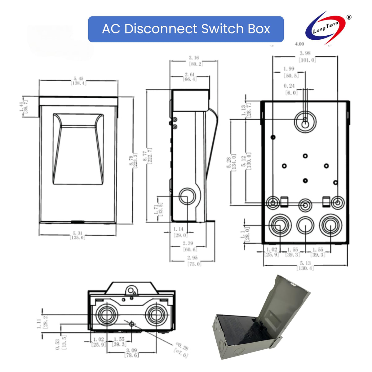 Long Term disconnect box installed near a condensing unit for easy isolation