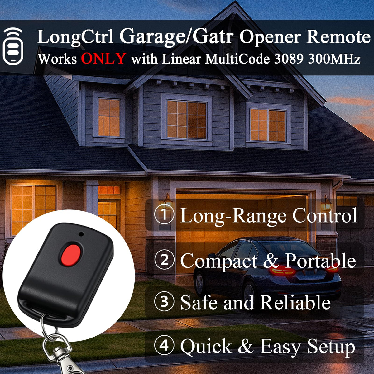 LongCtrl 10-dip switch remote ready for simple DIY programming.