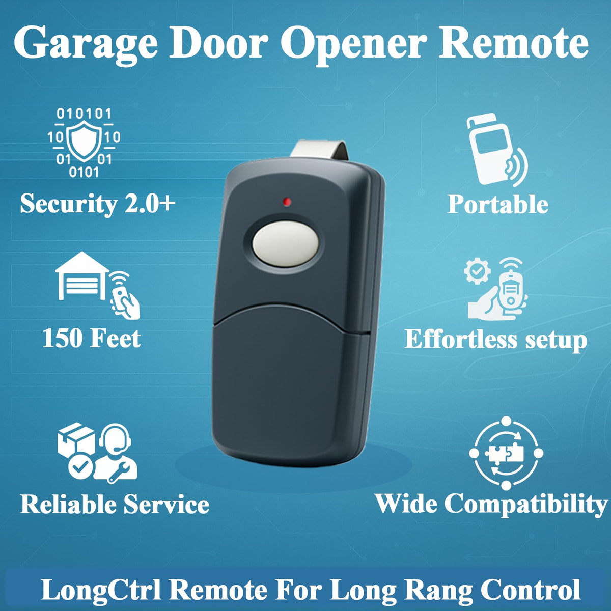 LongCtrl clip remote on car visor enables quick, hands-free control