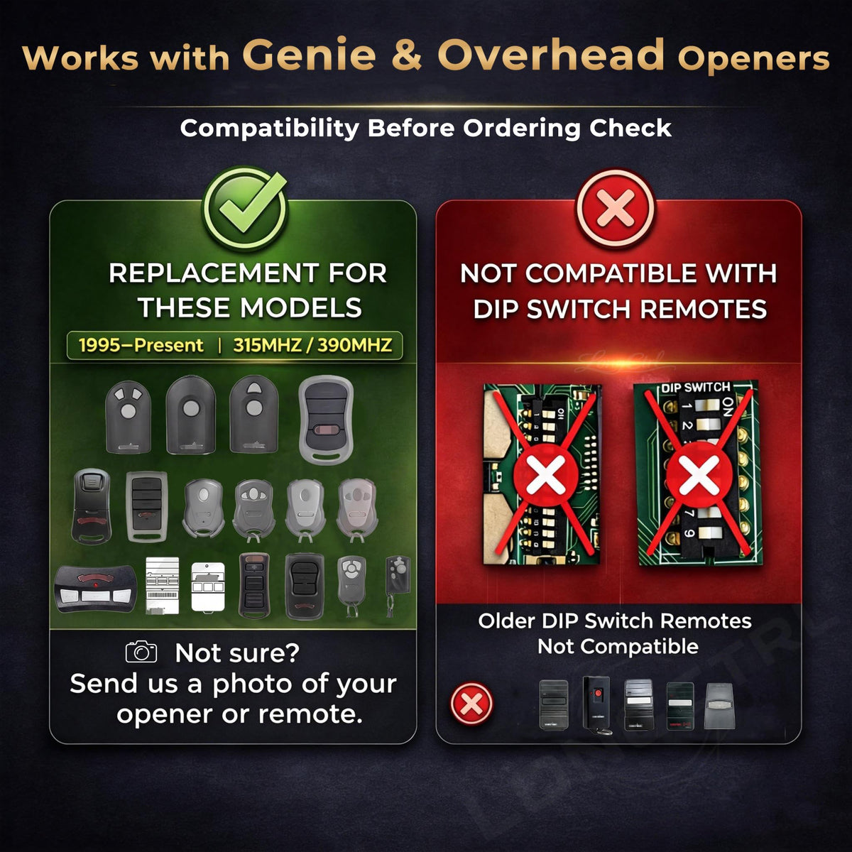 LongCtrl Genie remote G3T-BX side buttons for quick one-handed control