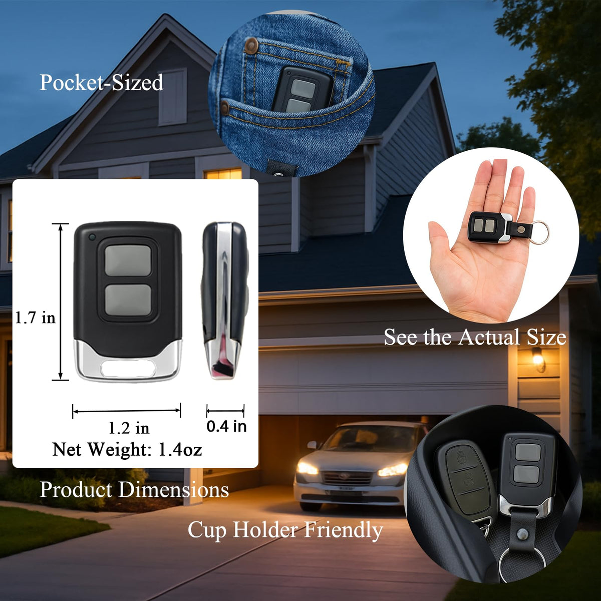 LongCtrl remote in use controlling two doors from up to 150 feet
