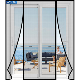LONGEAS magnetic screen door close-up shows strong magnets for easy hands-free access.