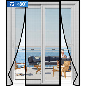 LONGEAS magnetic screen door close-up of PET mesh for durability and bug protection.