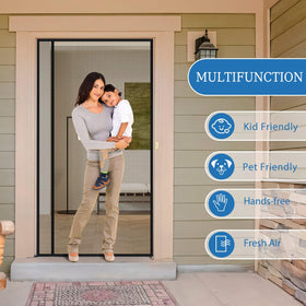 LONGEAS screen door demonstrates pet and kid-friendly entry