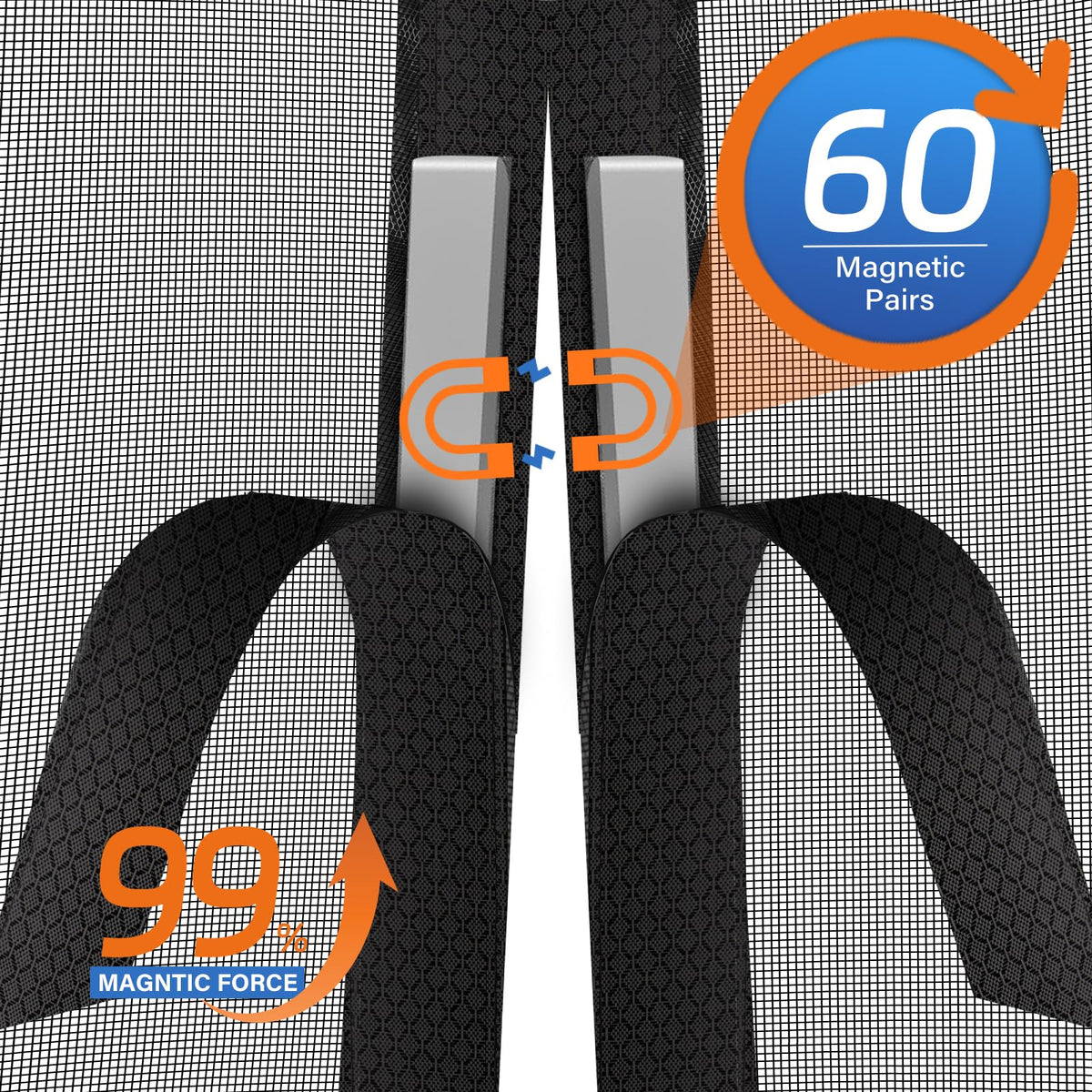 LONGEAS PET Mesh Magnetic Screen Door 72x80 patent-velcro ensures secure seal.