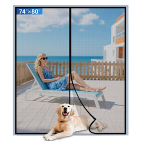 Longeas PET mesh magnetic screen door close-up showing dense mesh that blocks insects