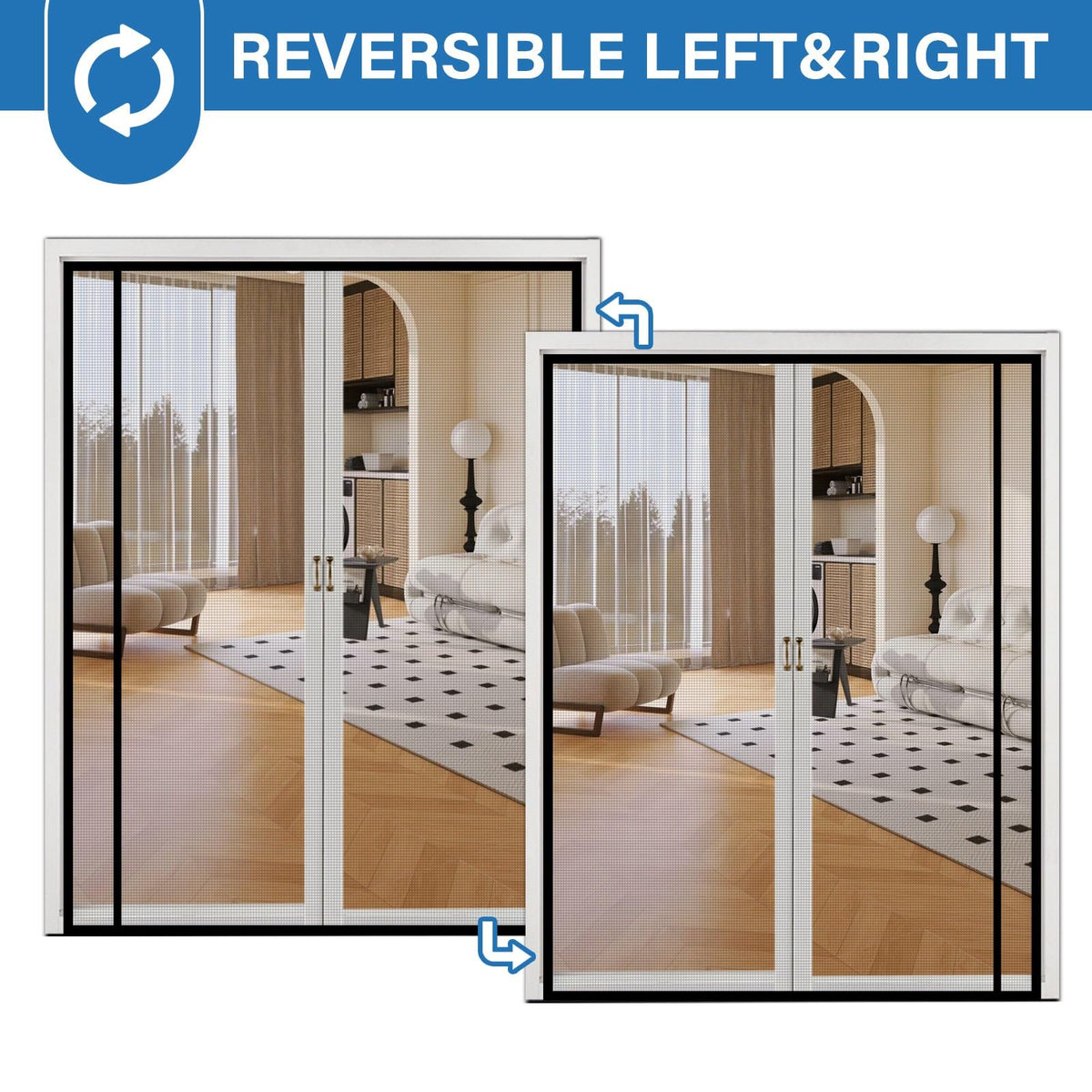 Strong magnets and gravity rod sealing the LONGEAS screen door