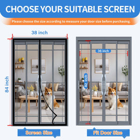 LONGEAS upgraded PET mesh door with magnetic-closure demonstrating hands-free use.
