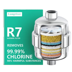 Longriver R7 Shower Filter chrome front view demonstrates premium filtration.