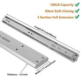 LONTAN ball-bearing full-extension rail provides complete drawer access