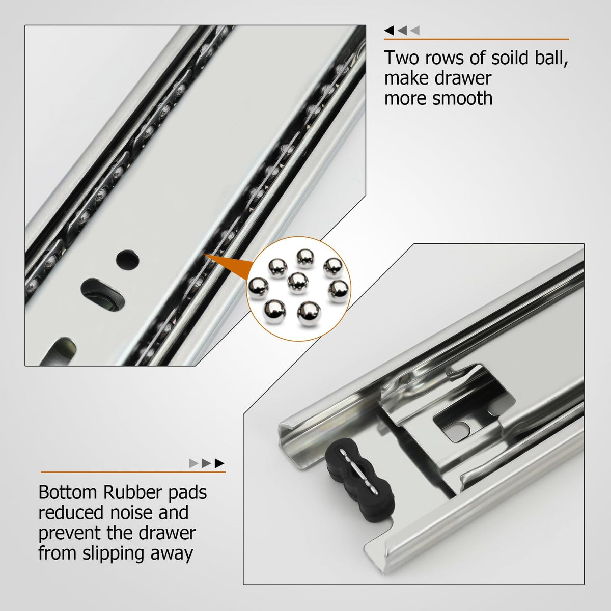 LONTAN zinc-plated drawer slide highlighting corrosion resistance