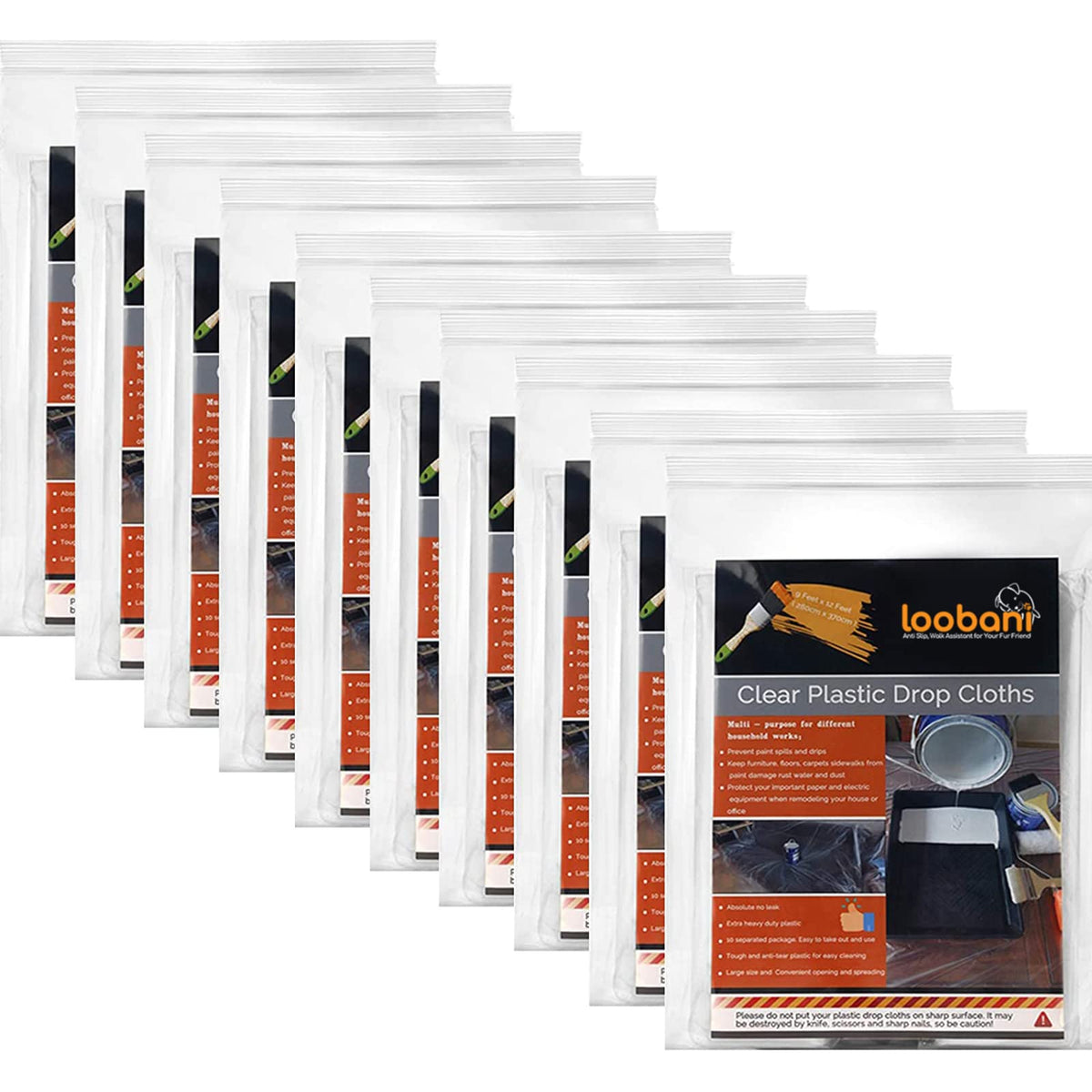 LOOBANI 10-pack drop cloth box ready for painting prep