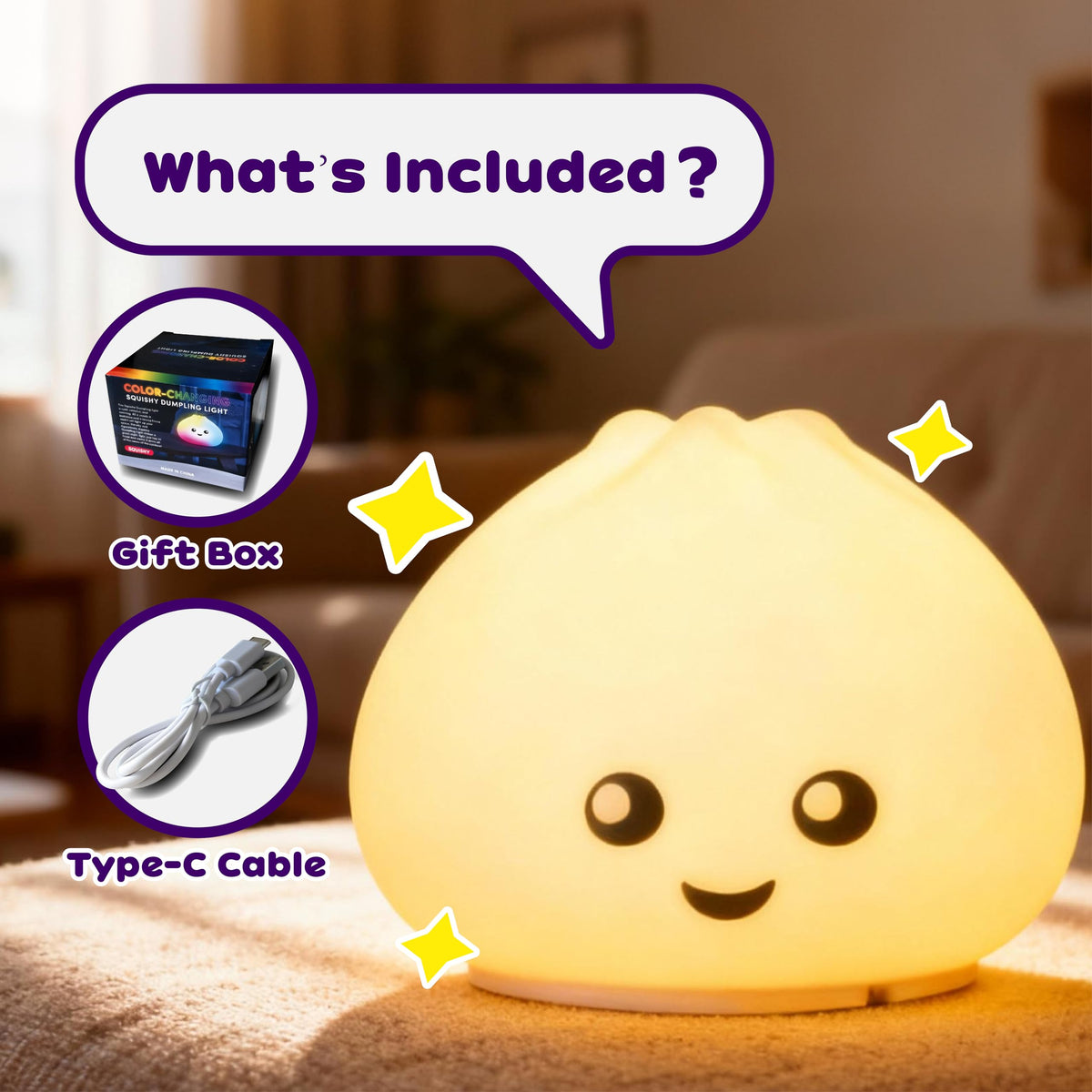Look at Me Dumpling Squishy Night Light makes a charming gift for kids.