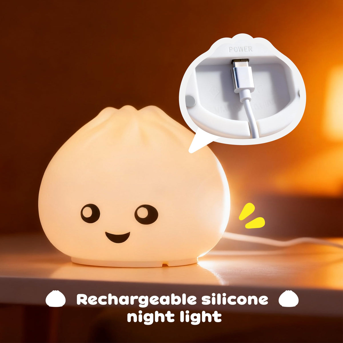 Look at Me Dumpling Squishy Night Light doubles as cozy silicone decor for desks.