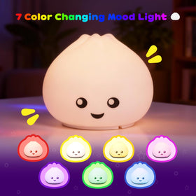 Look at Me Dumpling Squishy Night Light activates with a gentle pat for easy use.