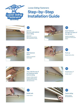 Fold-over top action of Loose Siding Fasteners to secure siding without buckling.