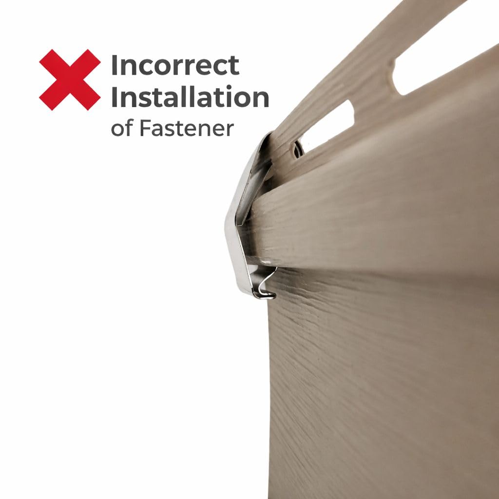 Horizontal vinyl siding fit by Loose Siding Fasteners for snug repair.