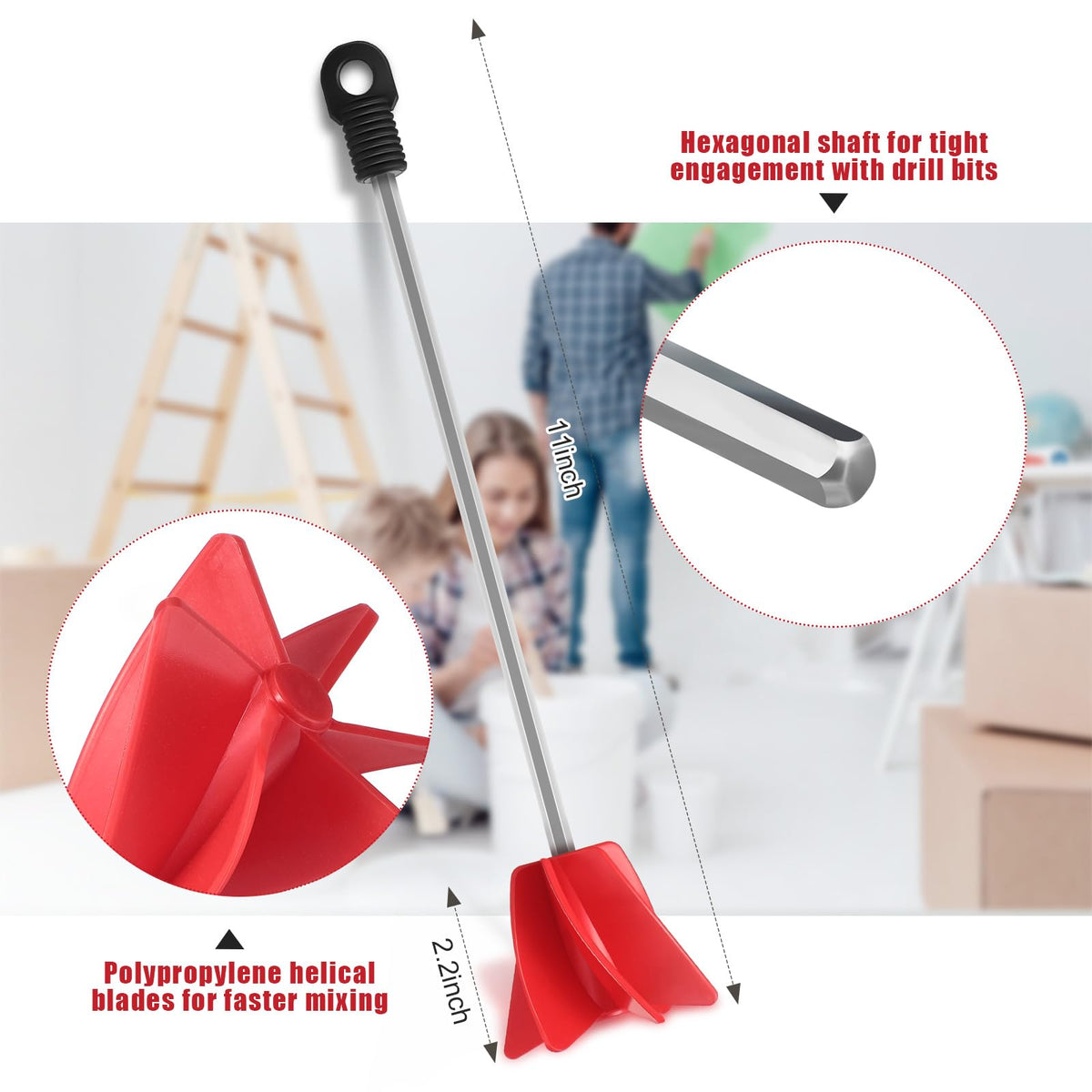 Loosh drill attachment epoxy mixer 11inch designed for thick resins and paints