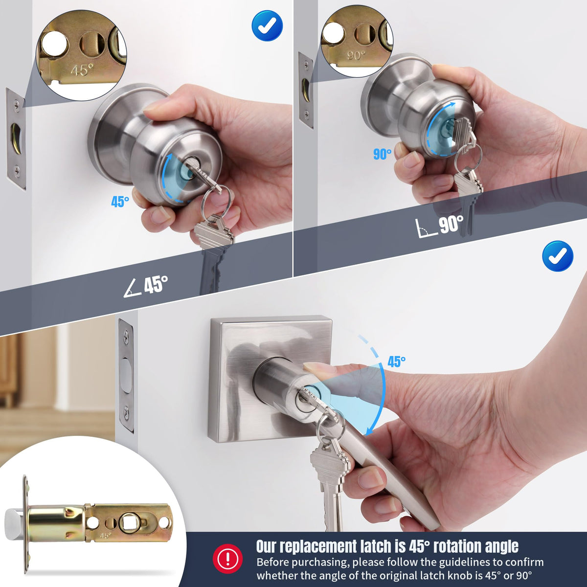 LOQRON deadlatch rotated 45 degrees demonstrates versatile left or right door fit.