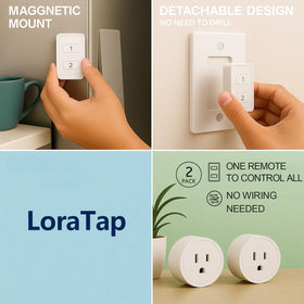 LoraTap 915MHz long-range technology delivers reliable signal through walls.