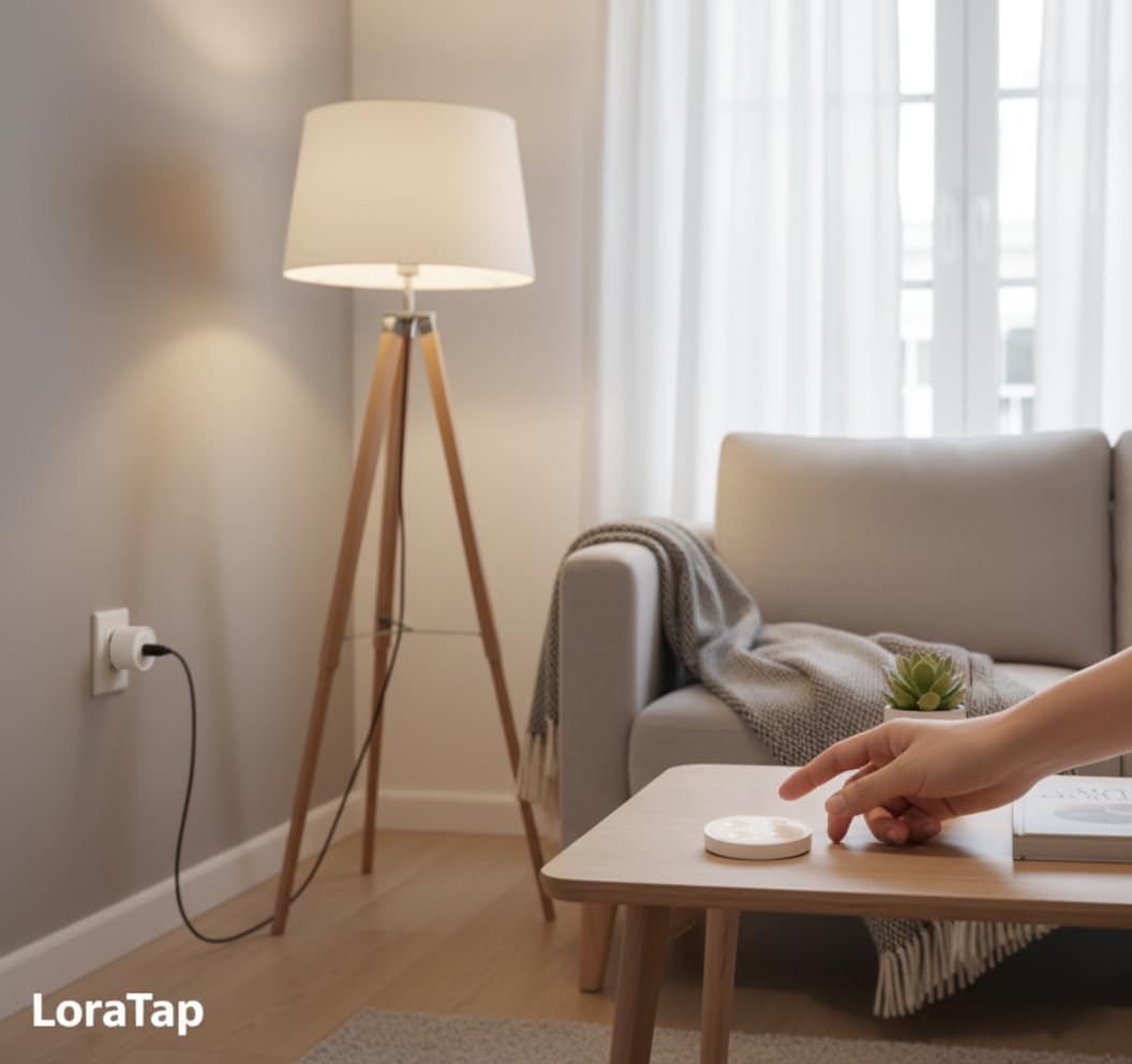 LoraTap blue LED indicator reinforces status at a glance.