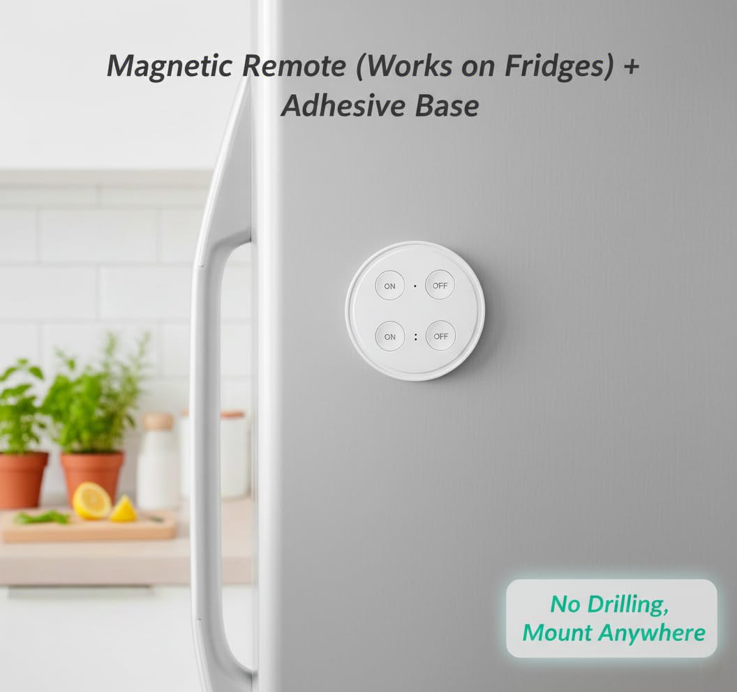 LoraTap compact 3-prong outlet emphasizes plug-and-play setup and energy savings.