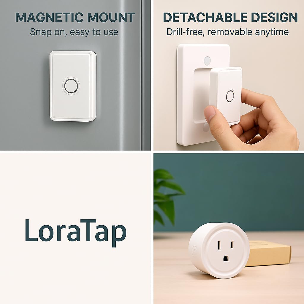 LoraTap compact prong power adapter with clear status indicator