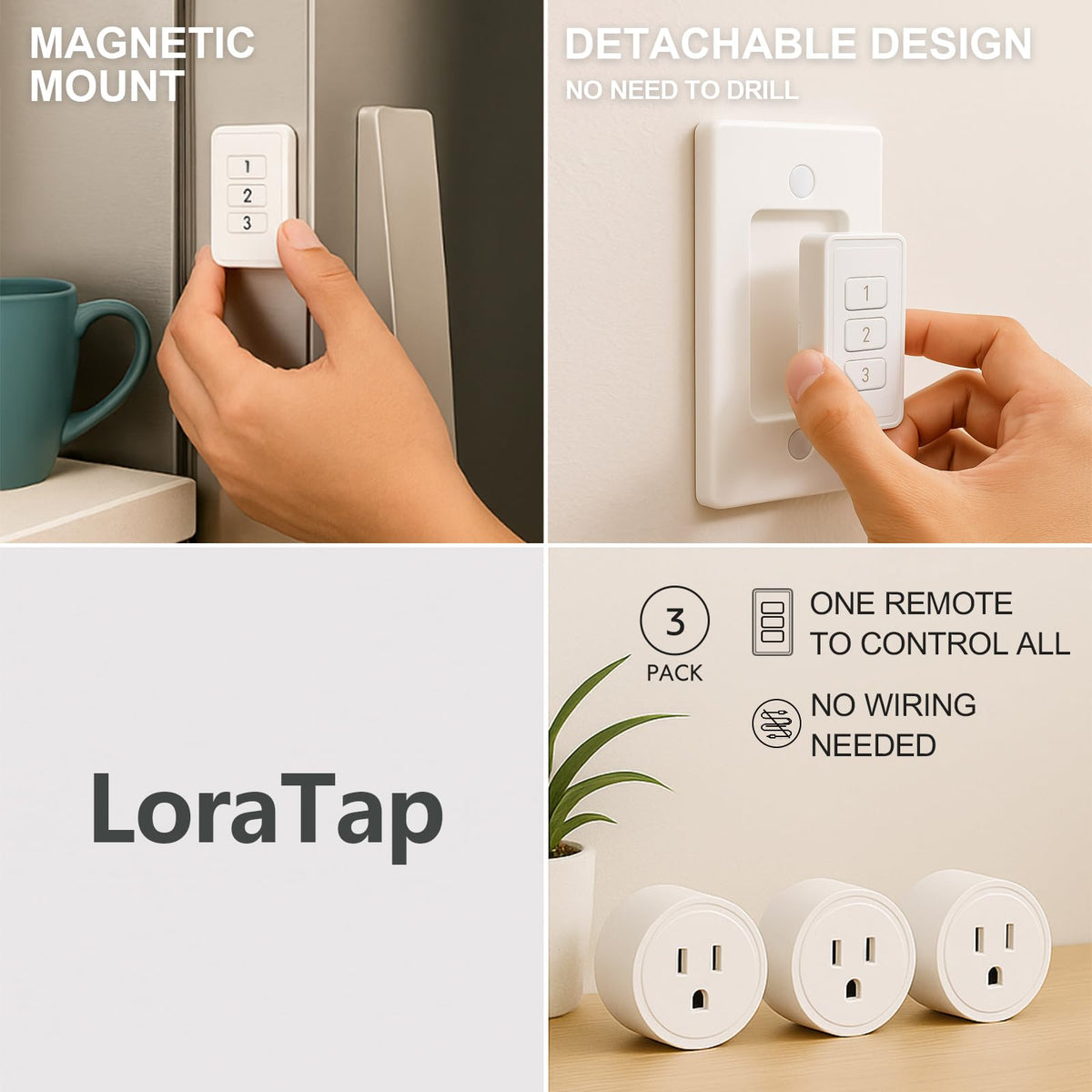 LoraTap magnetic plate mount enables flexible placement anywhere.