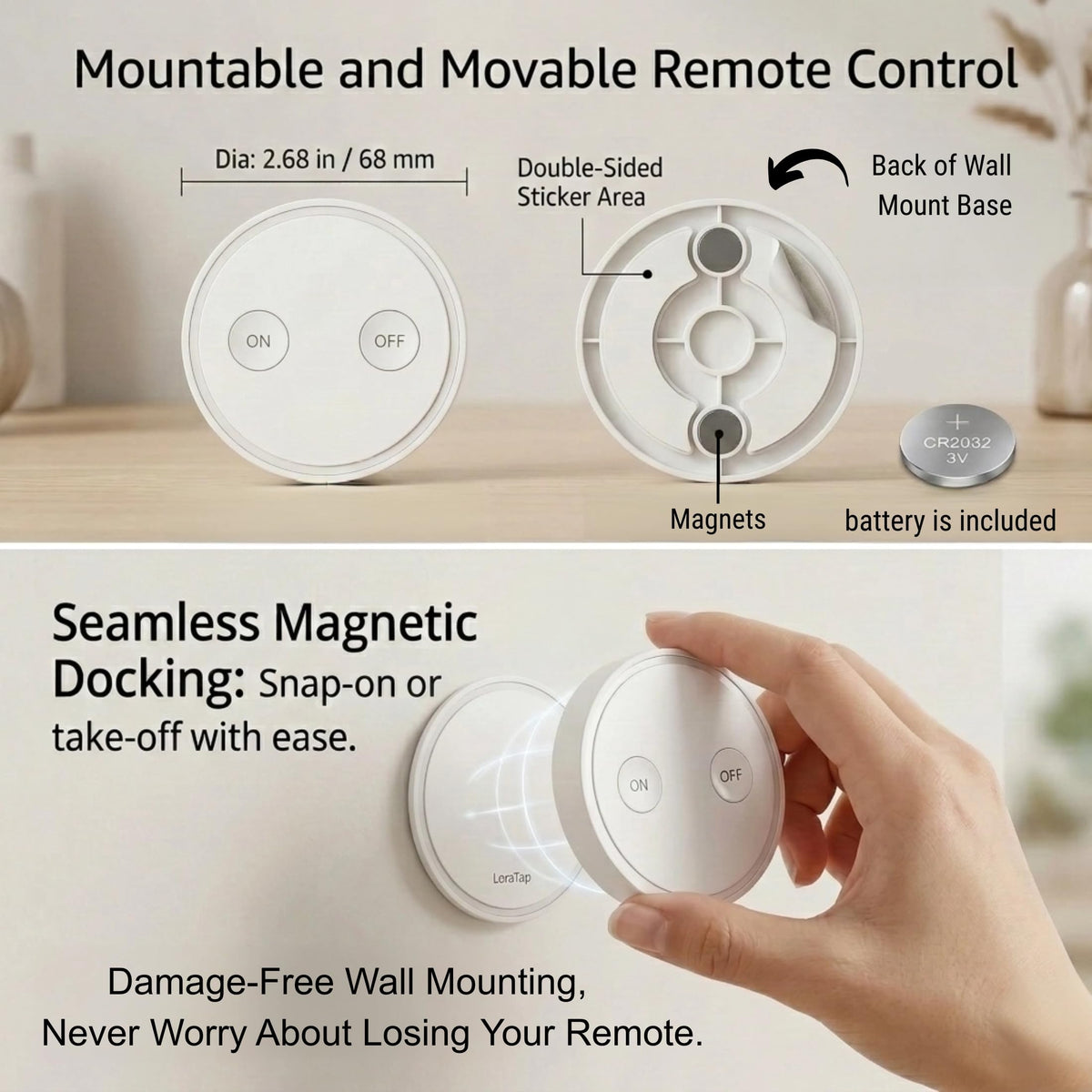 LoraTap Mini Remote No Hub Required means quick setup without apps