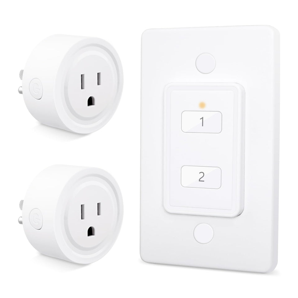 LoraTap mini remote outlet 2-pack for wireless lamp control.