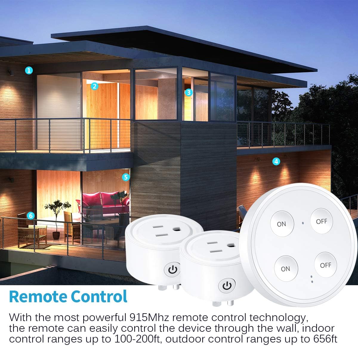 LoraTap outdoor 656ft range demonstrates extended reach for exterior lighting.