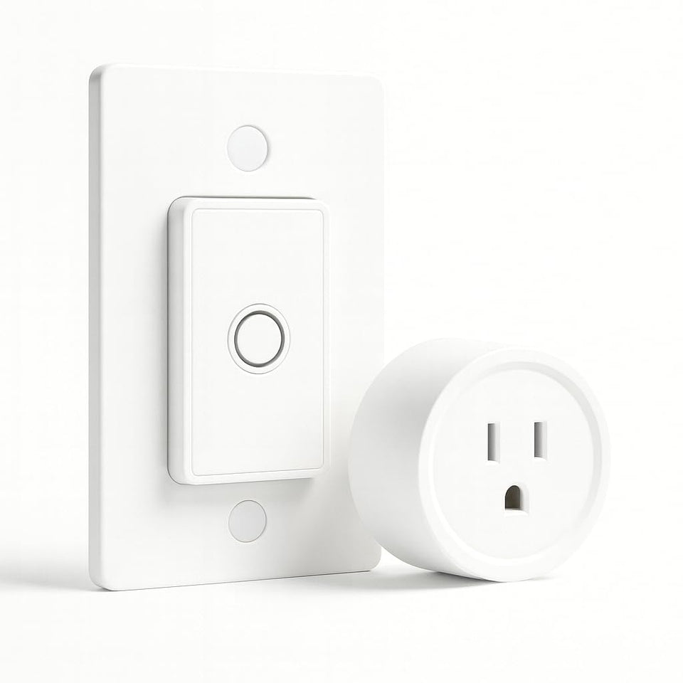 LoraTap remote-control outlet wall switch mounted for quick light control