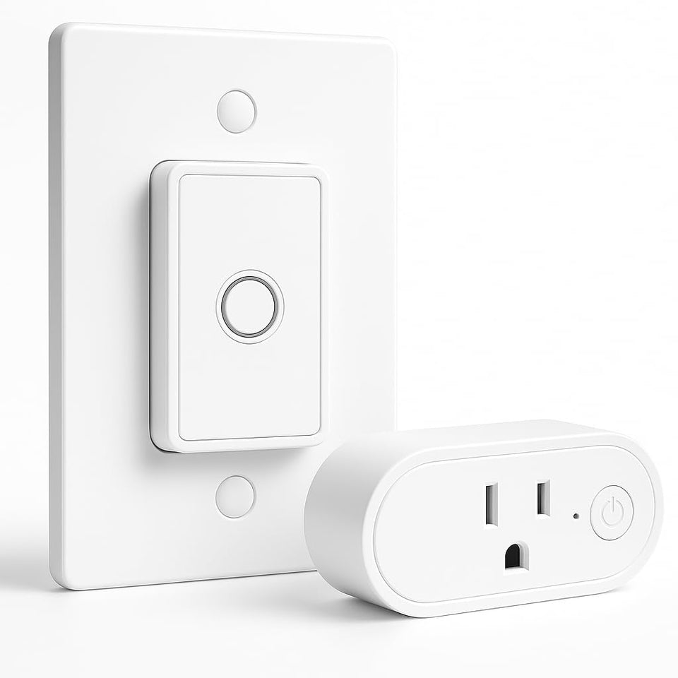 LoraTap remote outlet with compact design for easy room setup.