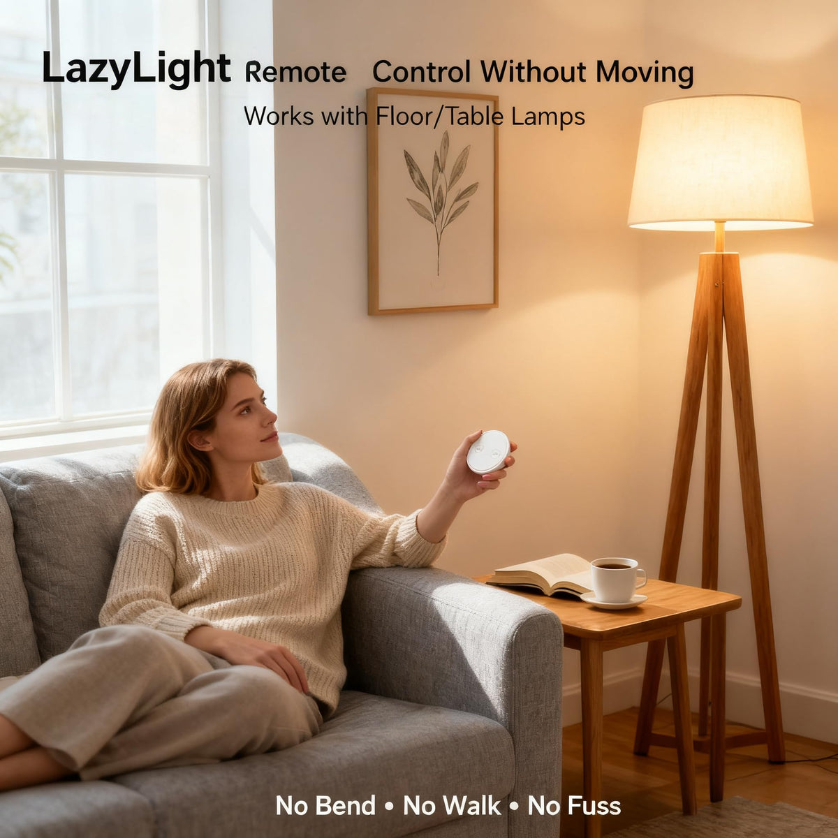 LoraTap round remote in hand offers comfortable grip for quick press