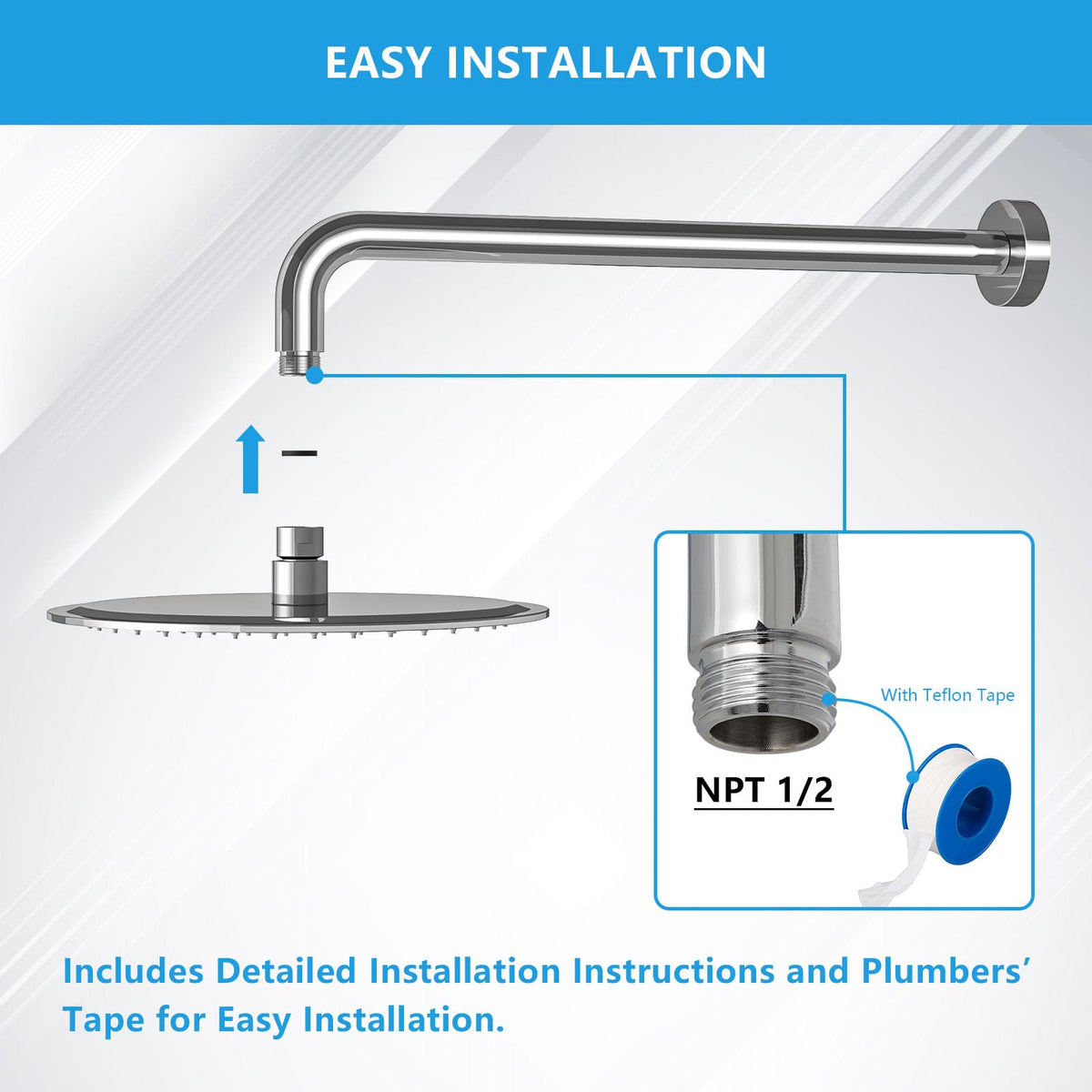Lordear 16-inch long arm with flange for straight wall mounting
