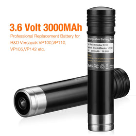 LORDONE 2-pack Ni-MH replacement batteries for Versapak, side view, compact handheld design