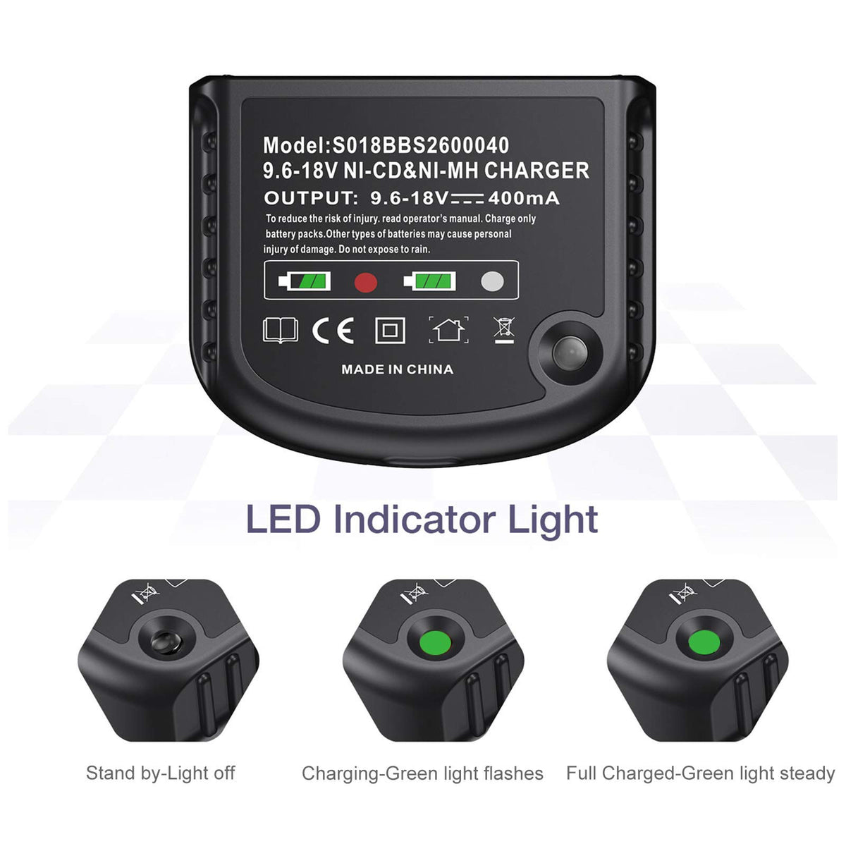 LORDONE safety-certified charger with overcharge protection and circuit safeguards.
