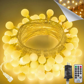LORRYTE connectable globe string lights, 43ft, 100 LEDs, warm ambience for indoor spaces