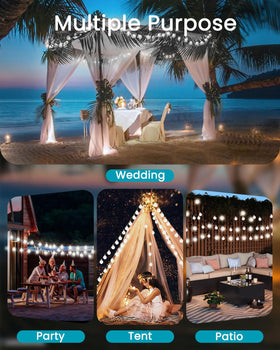 LORRYTE White wedding party lights illuminate celebrations with solar power.