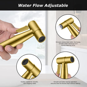 LOSCHEN gold bidet sprayer handle detail showing sturdy brushed finish.