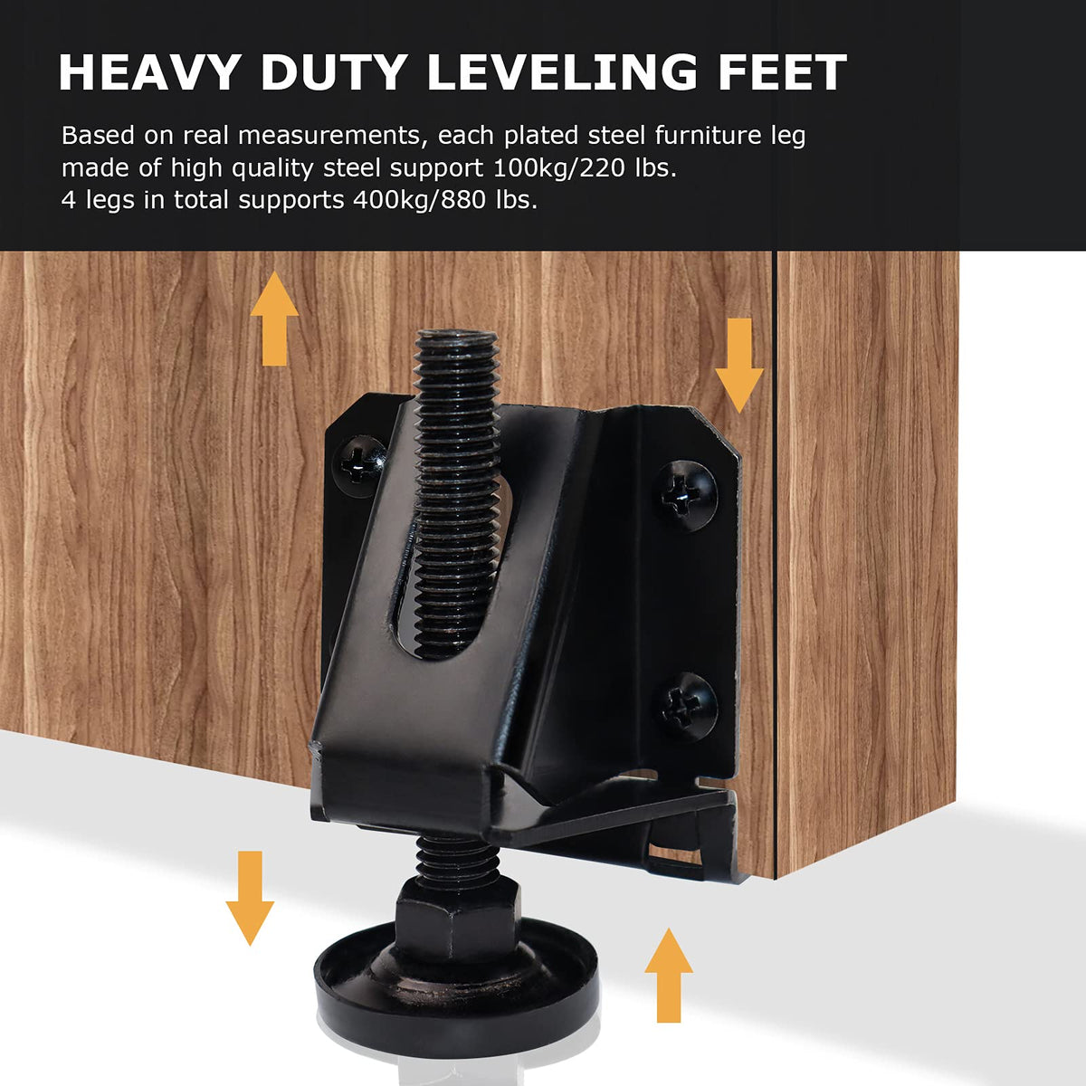 LOSCHEN leveling feet on cabinets provide even load distribution on uneven floors.