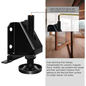 LOSCHEN leveling feet on workbenches help keep tools steady on uneven floors.