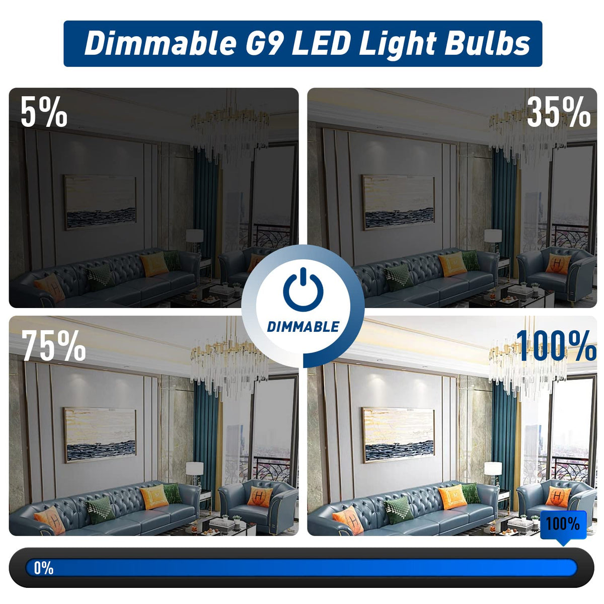 Close-up of Lososuch G9 bulb on a crystal lamp for crisp color rendering.