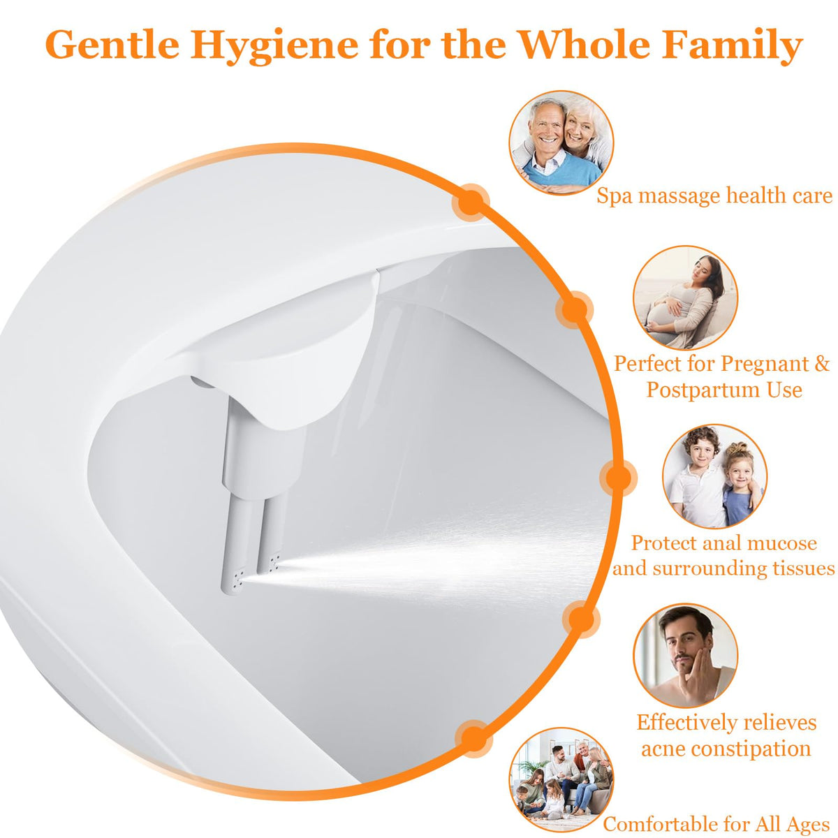 LostSoul Bidet Attachment self-cleaning nozzles retract behind guard gate for hygiene.