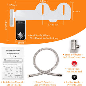 LostSoul Bidet Attachment stainless steel braided hose ensures durable water supply.