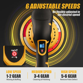 LotaTools 6-speed control dial lets you tailor polish intensity for waxing or correction.