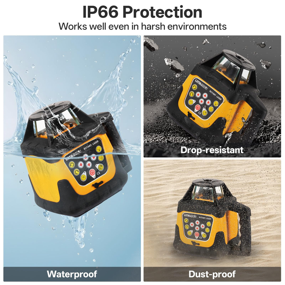 LotaTools five-section grade rod supports precise leveling across uneven terrain