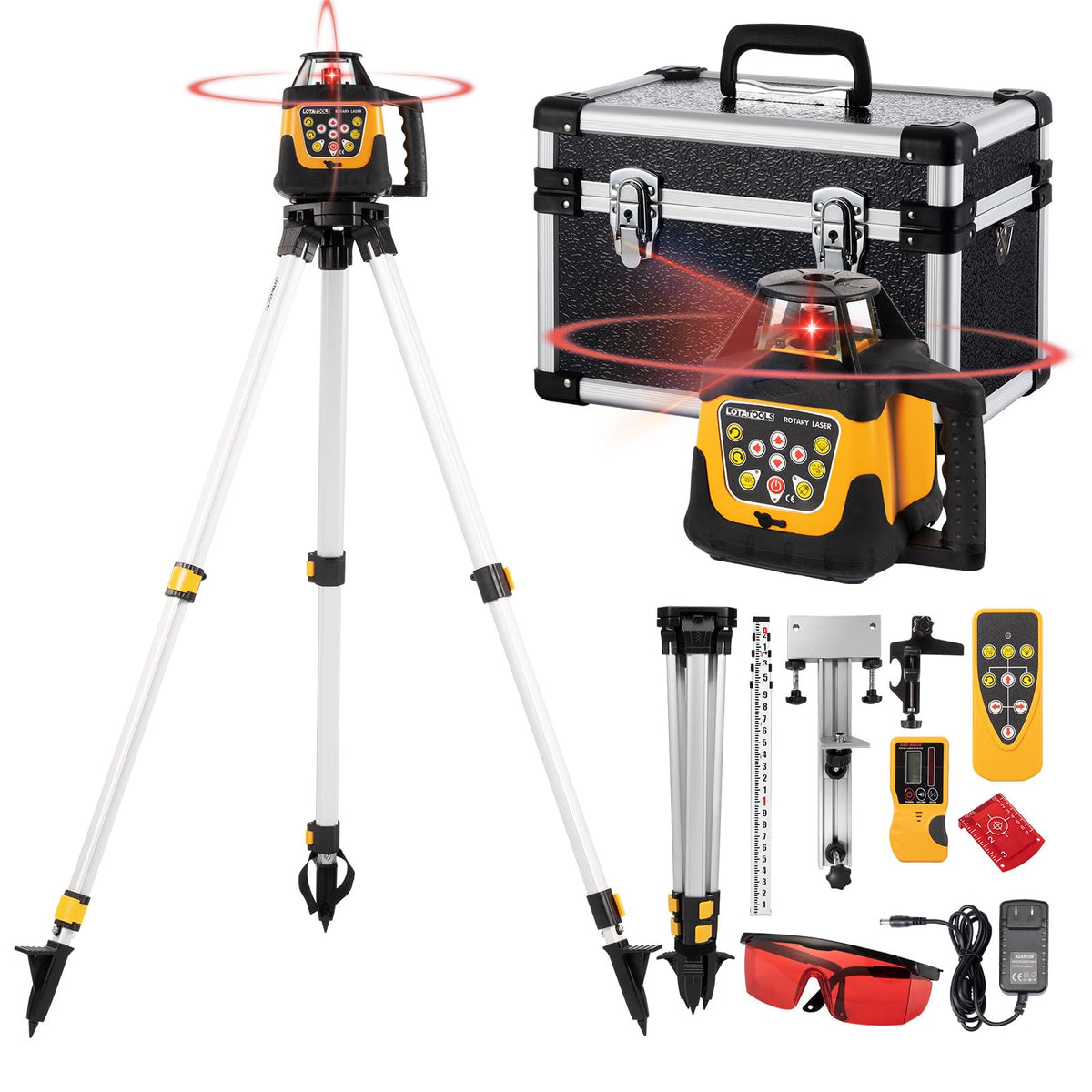 LotaTools self-leveling rotary laser level kit front view for quick on-site alignment