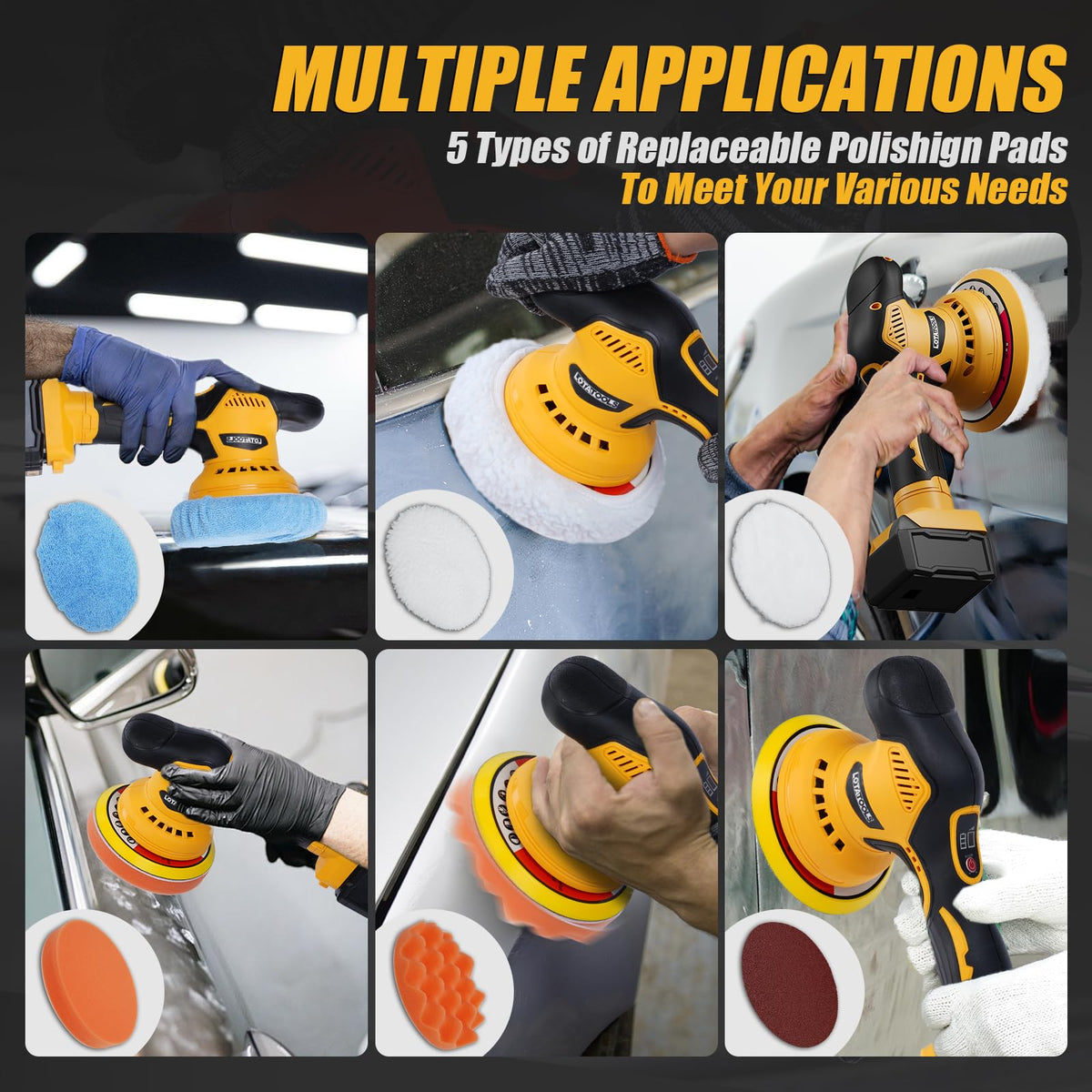 LotaTools wool polishing pads set for heavy correction and swirl removal.